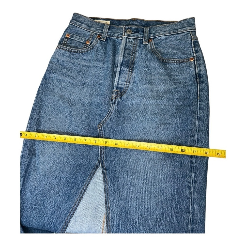 LEVI’S WOMEN DECONSTRUCTED MIDI SKIRT  Blue Denim size 26 US Equivalent: Small - Picture 4 of 12